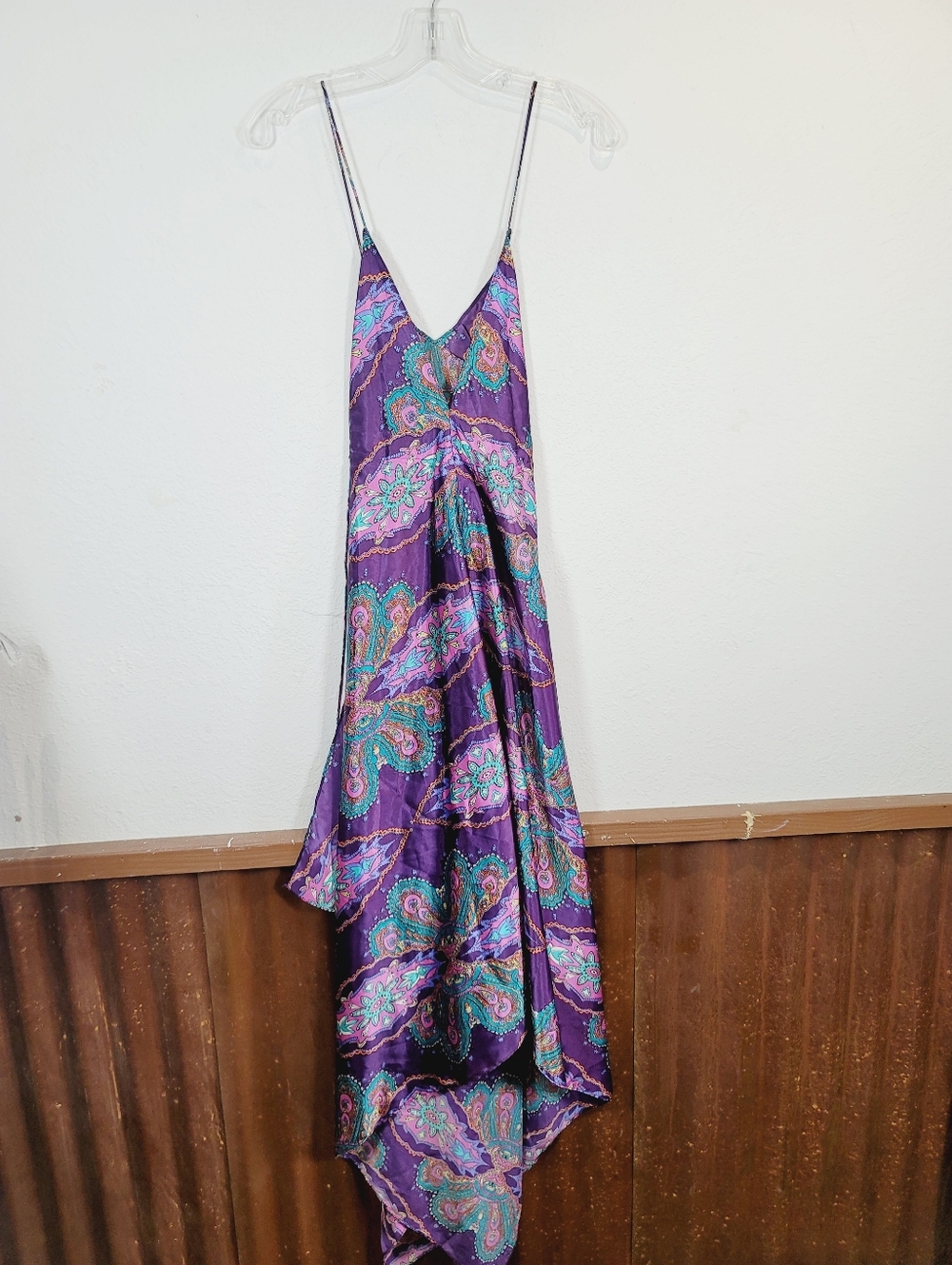 Rubber Ducky Purple Paisley Slip Dress with Teal Accents, Size M - Picture 1 of 5